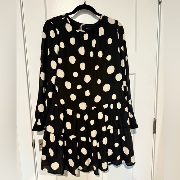 Who What Wear Dresses & Skirts - Who what wear polka dot dress with long sleeves and tiered skirt